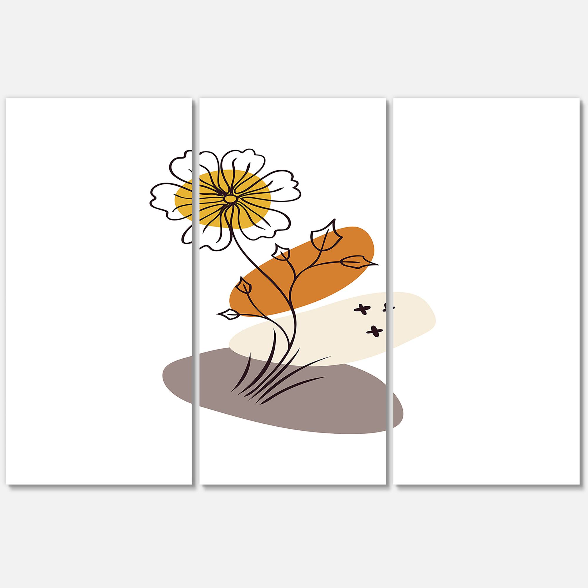 Designart - Abstract Flowers On Minimal Shapes I - Modern Canvas Wall Art Print